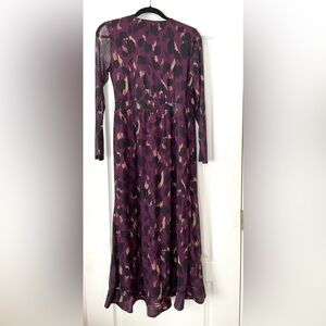 Christian Siriano Purple and Black Long Sleeve Wrap Dress